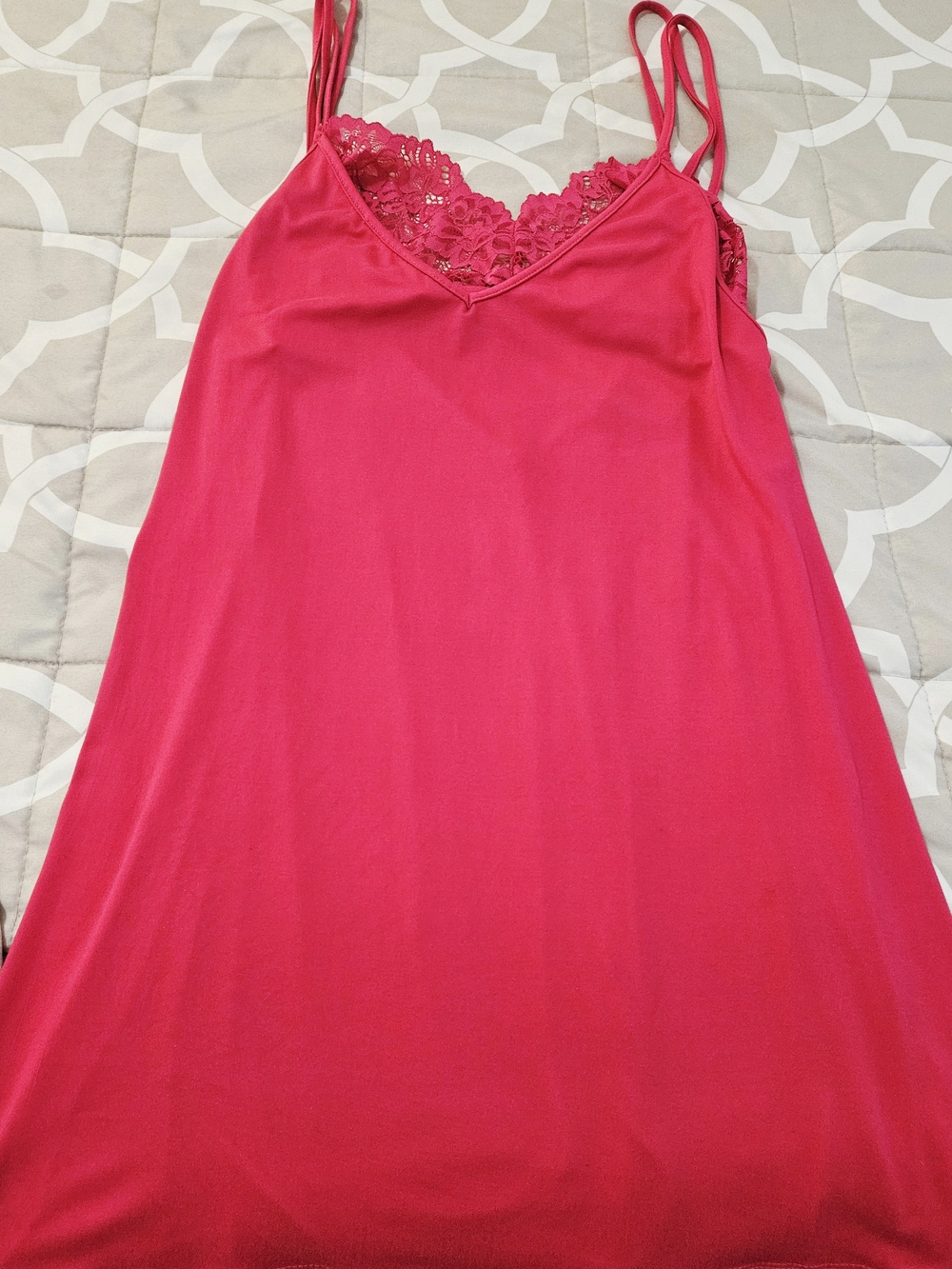 Women's Linea Donatella Lace-Trim Nightgown - Hot Pinkish.